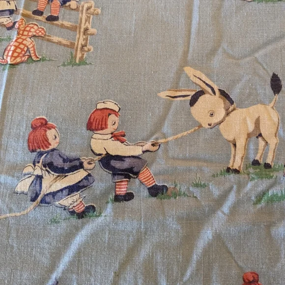 1930s Raggedy Ann and Andy Bedding Set 7pc Bedspread Curtains Chair Cover